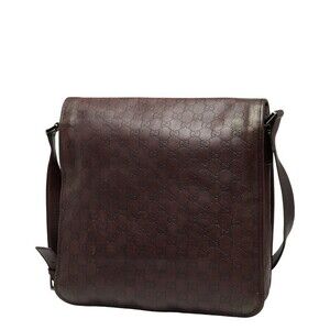 Gucci Leather ssima Shoulder Bag Crossbody Brown
